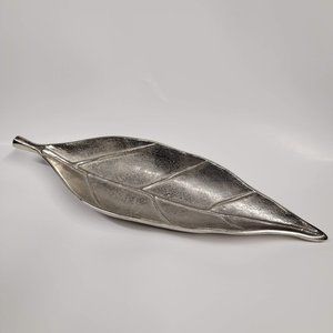 Decorative Silver Color Leaf Tray Dish Container 16"